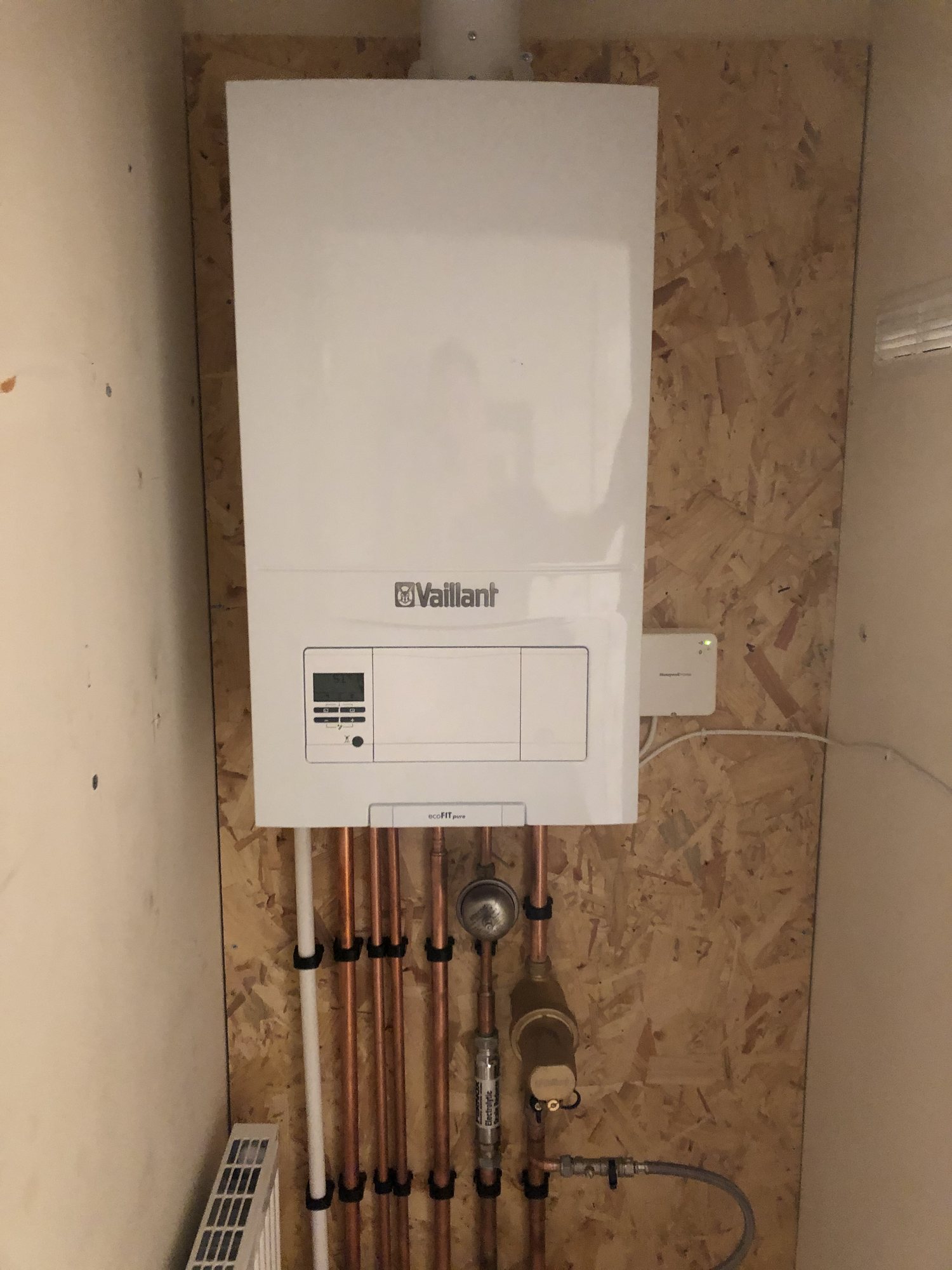 Tidy boiler installation with new pipework